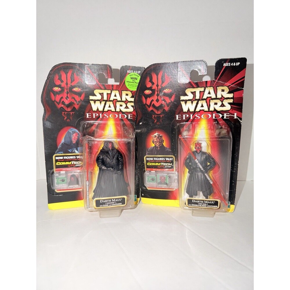 Hasbro Star Wars Episode 1 Darth Maul Jedi Duel Action Figures w/ CommTech Chip!